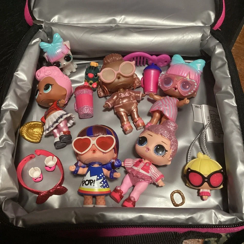 LOL Surprise Glitterati Lunch Box Kids Pink Insulated 5 dolls + accessories lot